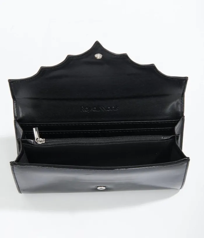 1950s Black and White Bat Wing Miss Foxy Wallet Accessories Unique Vintage Novelty Bags