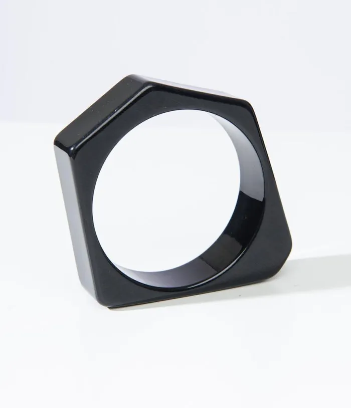 1960s Black Acrylic Stacking Bangle Accessories Unique Vintage Bracelets