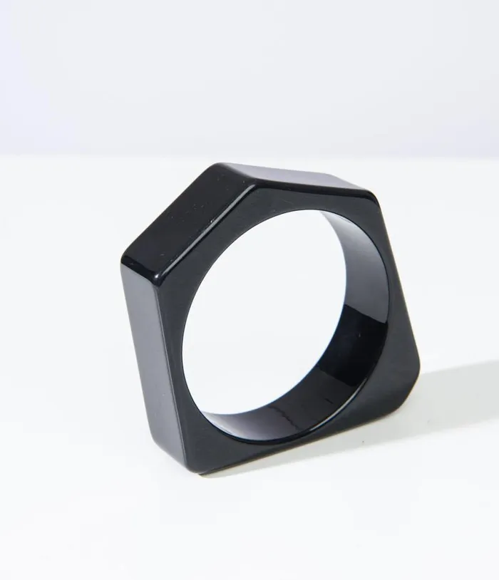 1960s Black Acrylic Stacking Bangle Accessories Unique Vintage Bracelets