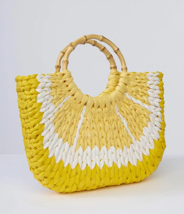 1970s Lemon Rattan Handbag Accessories Unique Vintage Novelty Bags
