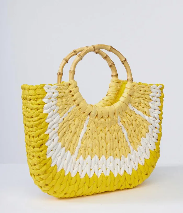 1970s Lemon Rattan Handbag Accessories Unique Vintage Novelty Bags