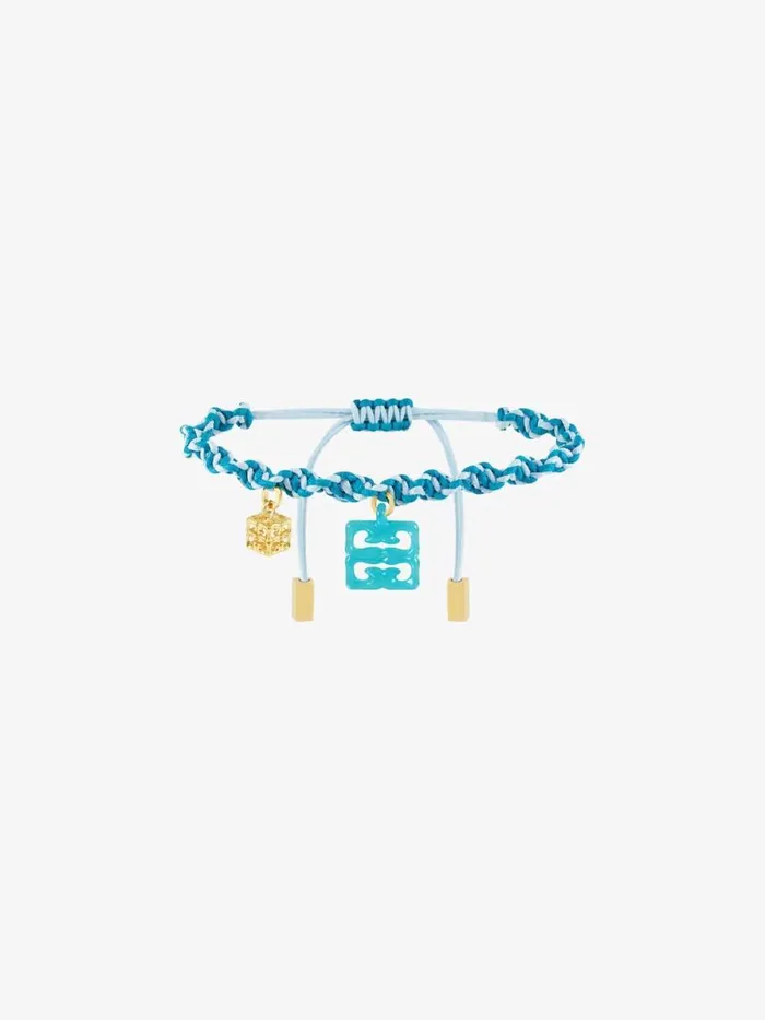 4g Liquid Bracelet In Woven Cotton Metal And Resin Aqua Green Women Givenchy Jewelry