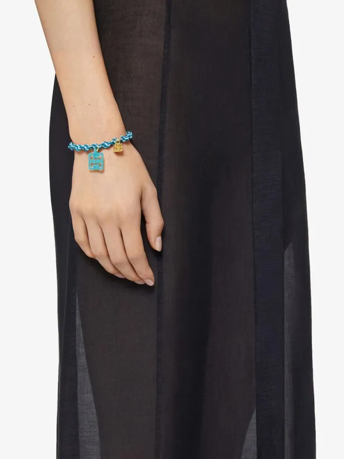 4g Liquid Bracelet In Woven Cotton Metal And Resin Aqua Green Women Givenchy Jewelry