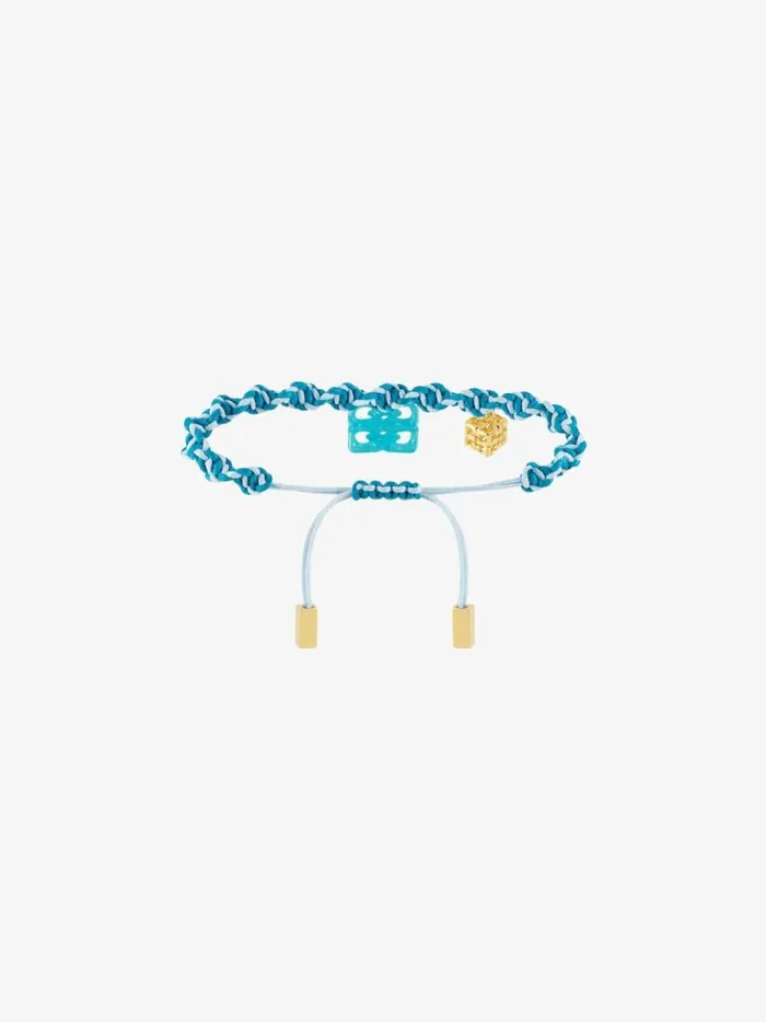 4g Liquid Bracelet In Woven Cotton Metal And Resin Aqua Green Women Givenchy Jewelry
