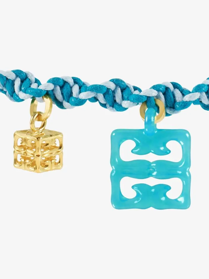 4g Liquid Bracelet In Woven Cotton Metal And Resin Aqua Green Women Givenchy Jewelry