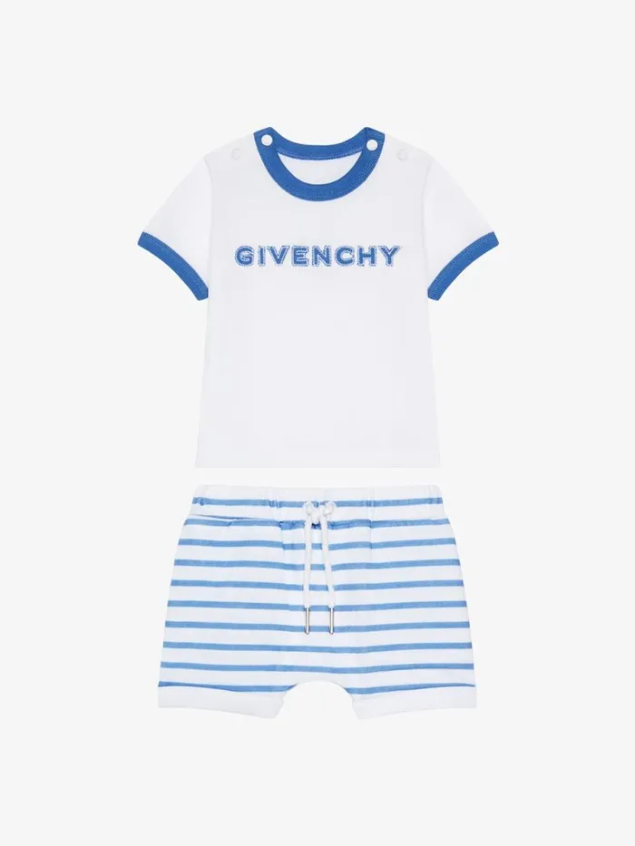 4g TShirt And Shorts In Cotton Gift Set Blue Kids Givenchy