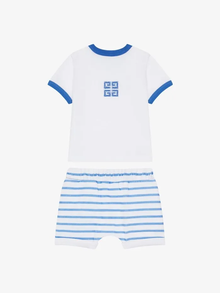 4g TShirt And Shorts In Cotton Gift Set Blue Kids Givenchy