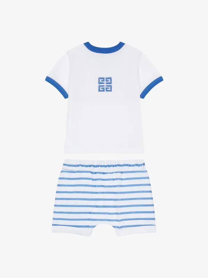 4g TShirt And Shorts In Cotton Gift Set Blue Kids Givenchy