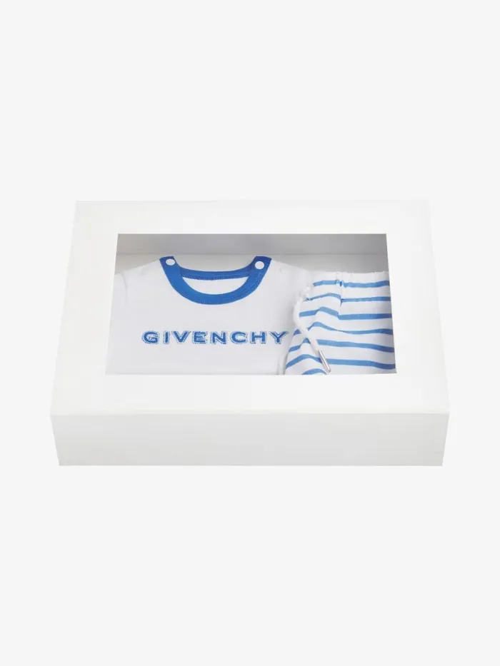 4g TShirt And Shorts In Cotton Gift Set Blue Kids Givenchy
