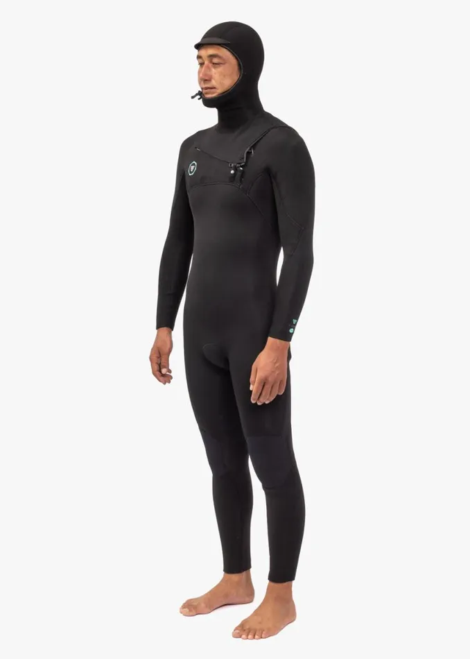 7 Seas 43 Full Hooded Chest Zip Wetsuit Black Men Vissla Wetsuits