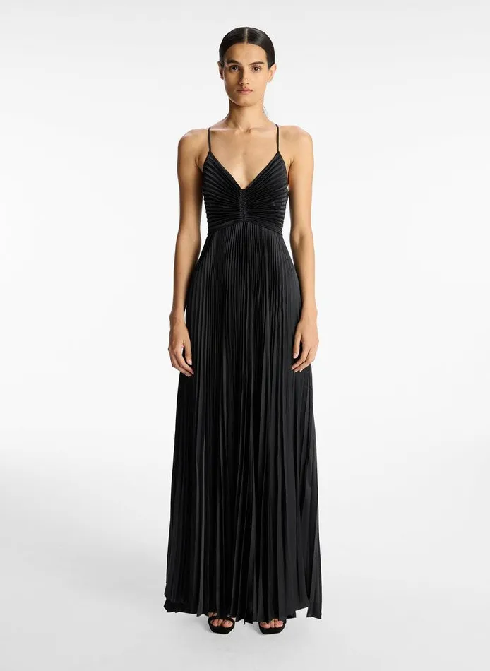 Accessories Women ALC Aries Satin Pleated Dress Black