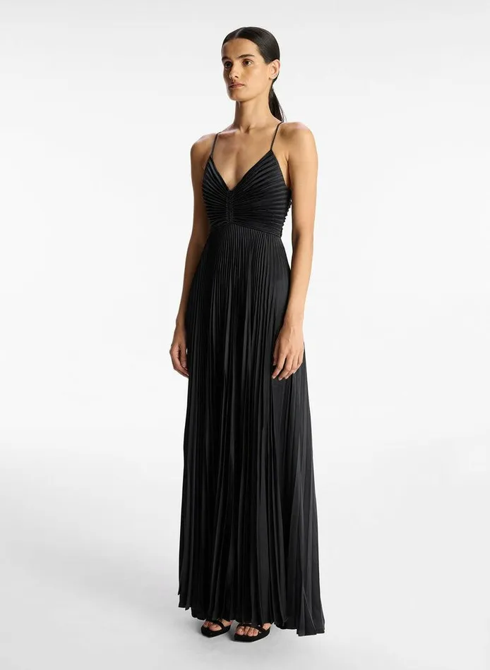 Accessories Women ALC Aries Satin Pleated Dress Black Accessories Women ALC Aries Satin Pleated Dress Black