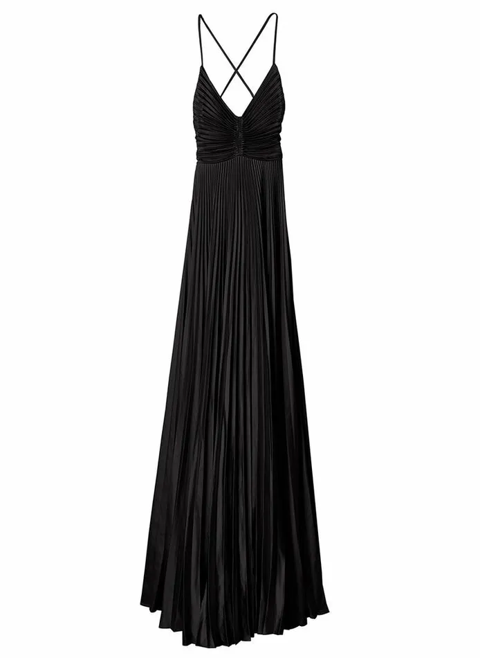 Accessories Women ALC Aries Satin Pleated Dress Black Accessories Women ALC Aries Satin Pleated Dress Black