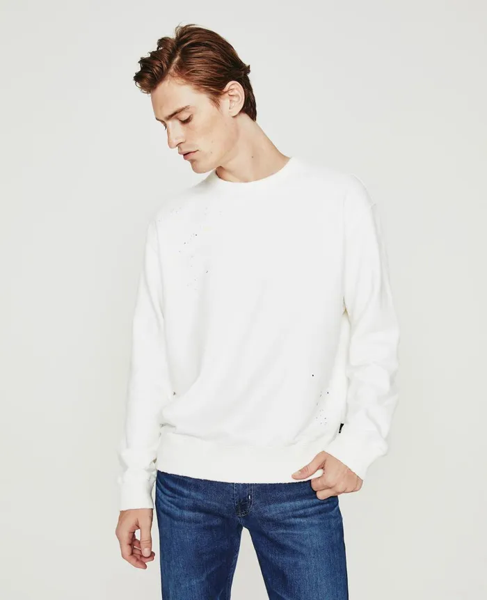 AG Jeans Arc Crew Stone Dot White Multi Men Sweatshirts