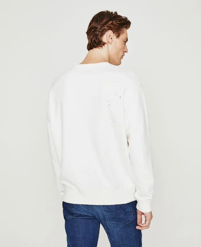 AG Jeans Arc Crew Stone Dot White Multi Men Sweatshirts