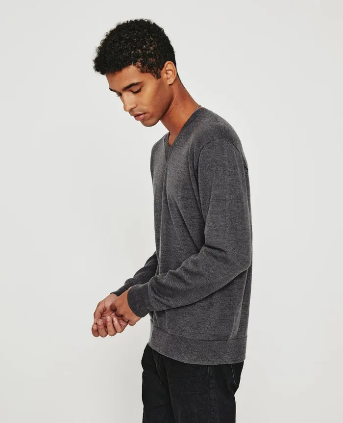 AG Jeans Beck Vee Heather Charcoal Men Sweatshirts