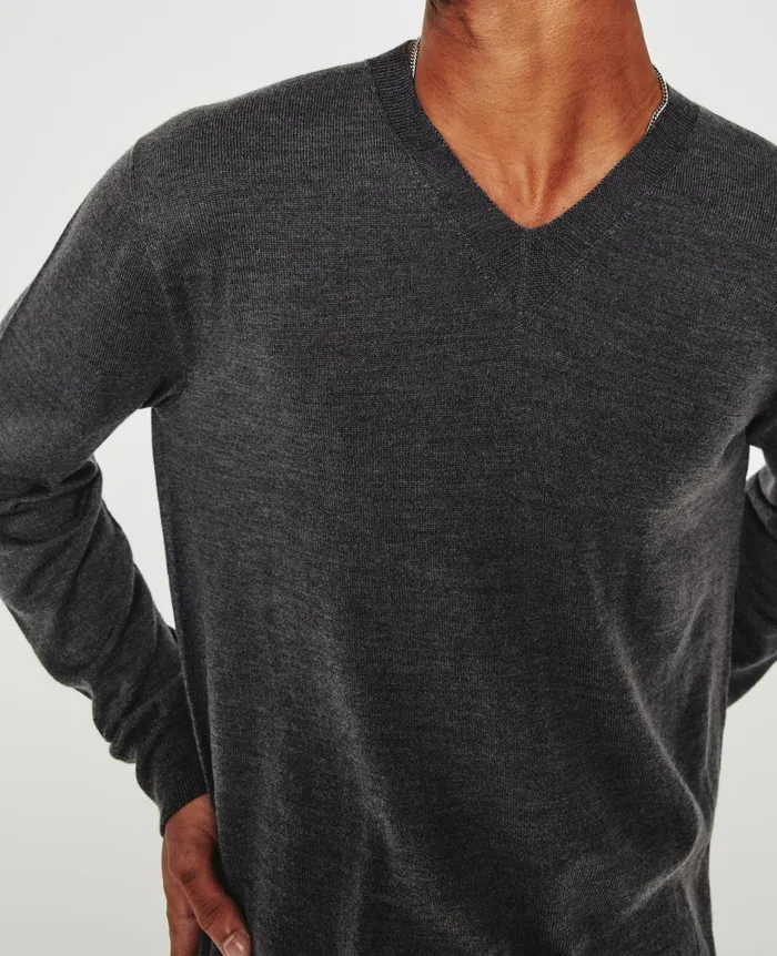 AG Jeans Beck Vee Heather Charcoal Men Sweatshirts