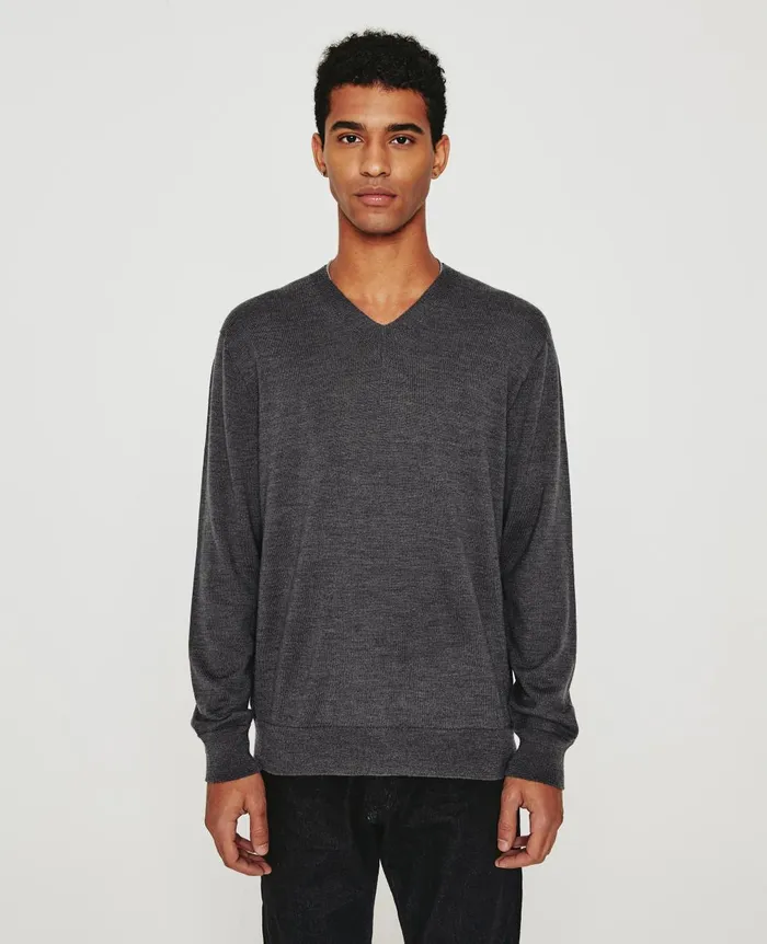 AG Jeans Beck Vee Heather Charcoal Men Sweatshirts