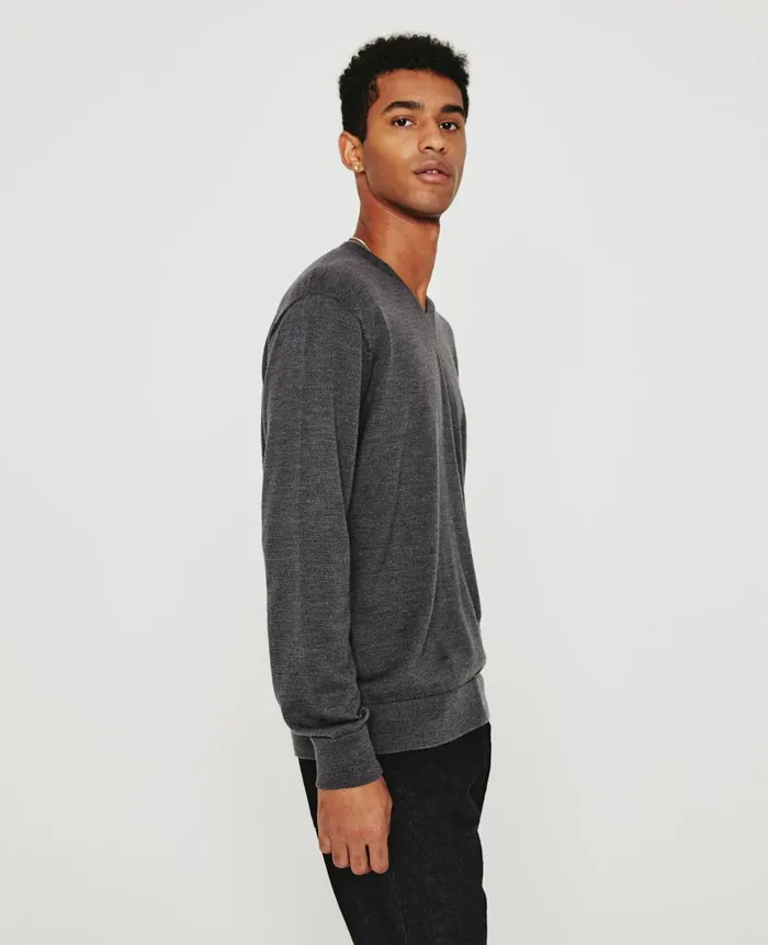 AG Jeans Beck Vee Heather Charcoal Men Sweatshirts