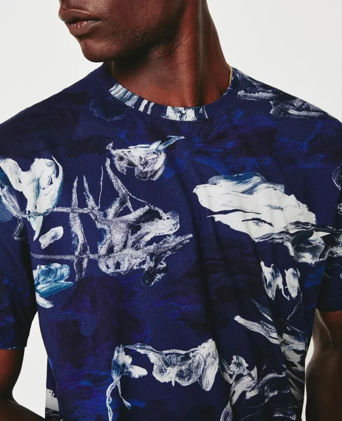 AG Jeans Bryce Crew Garden Camo Navy Multi Men Tees