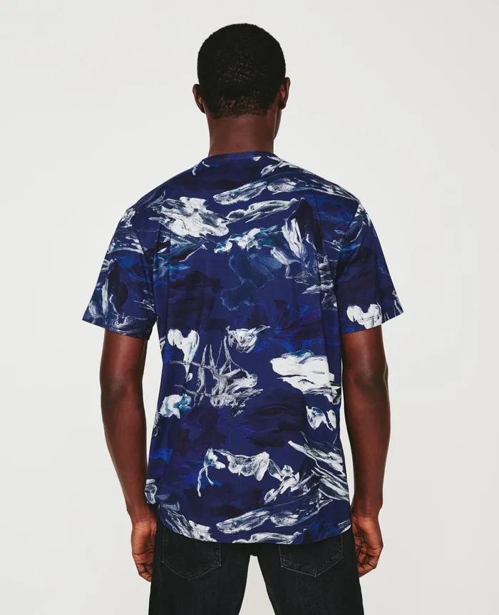 AG Jeans Bryce Crew Garden Camo Navy Multi Men Tees