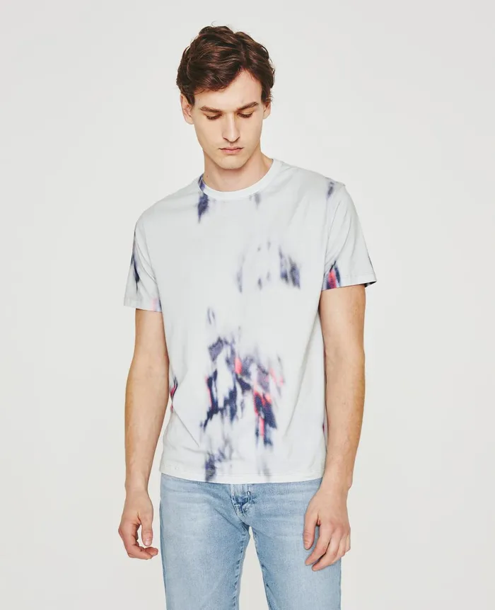 AG Jeans Bryce Crew Ikat Brush Blue Multi Men Tees
