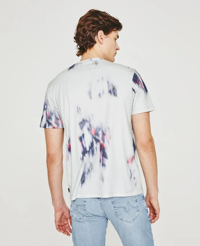 AG Jeans Bryce Crew Ikat Brush Blue Multi Men Tees