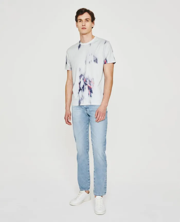 AG Jeans Bryce Crew Ikat Brush Blue Multi Men Tees