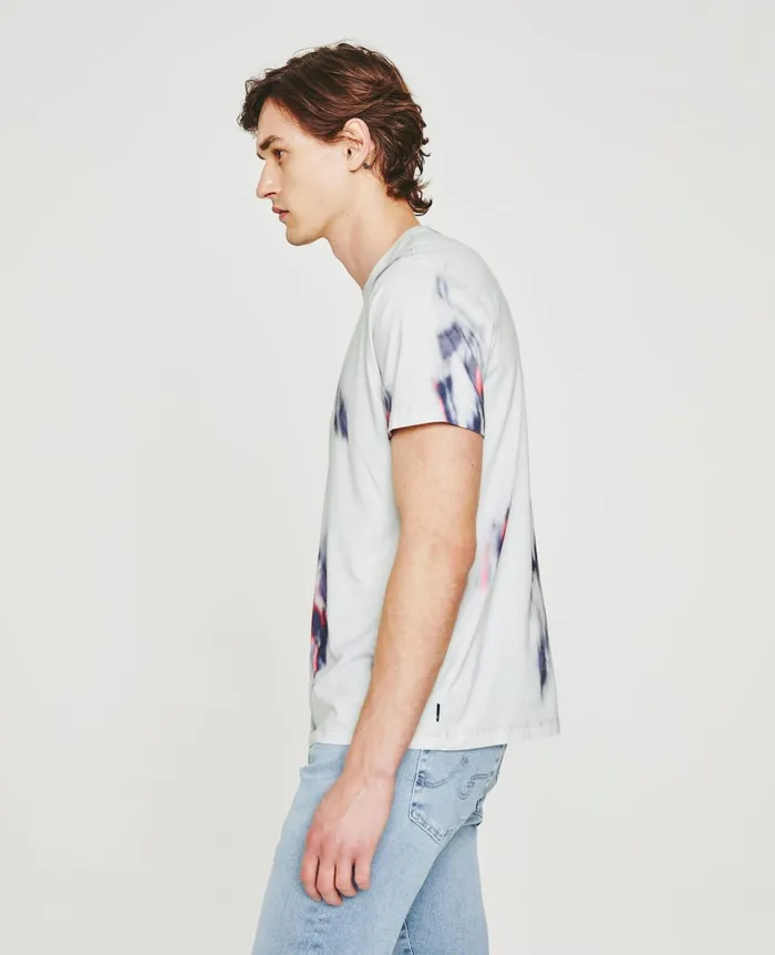 AG Jeans Bryce Crew Ikat Brush Blue Multi Men Tees
