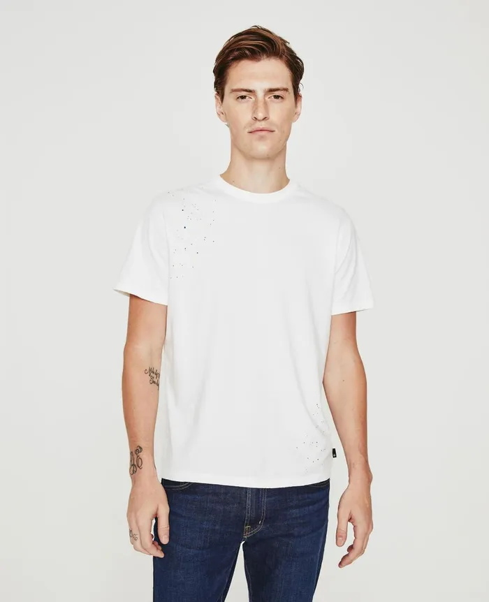 AG Jeans Bryce Crew Stone Dot White Multi Men Tees