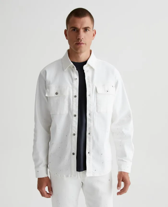AG Jeans Elias Shirt Jacket True White Painted Men Shirts