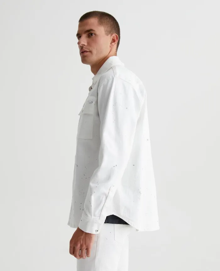 AG Jeans Elias Shirt Jacket True White Painted Men Shirts