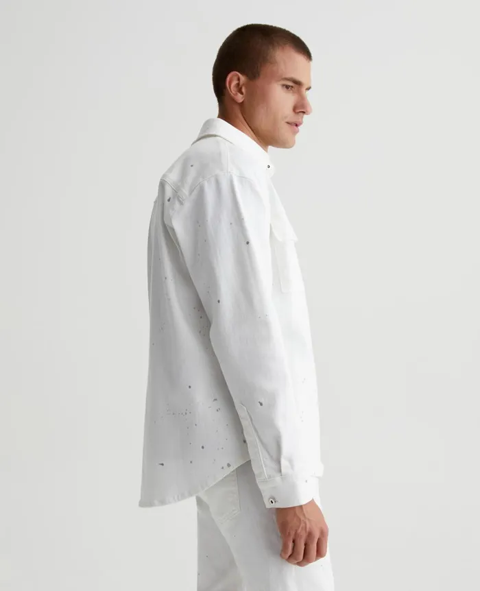AG Jeans Elias Shirt Jacket True White Painted Men Shirts