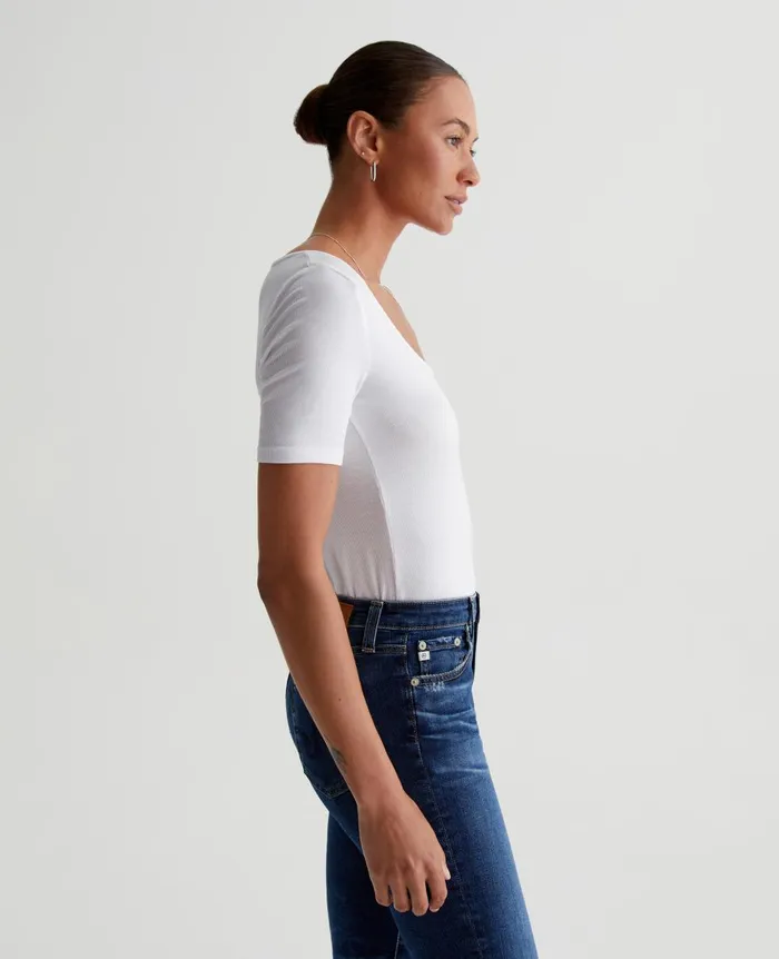 AG Jeans Jaxon Scoop True White Women Tops and Shirts