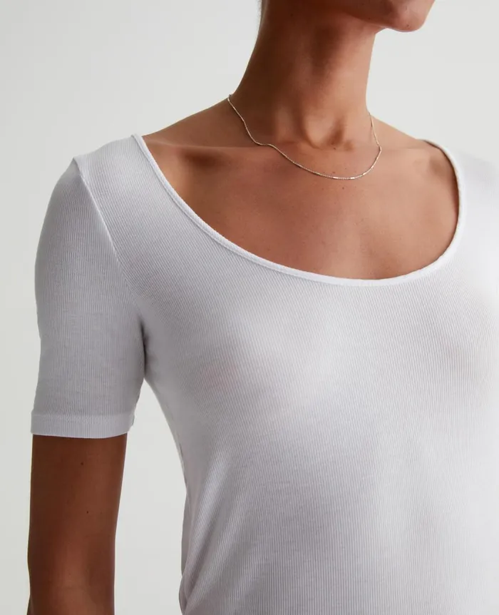 AG Jeans Jaxon Scoop True White Women Tops and Shirts