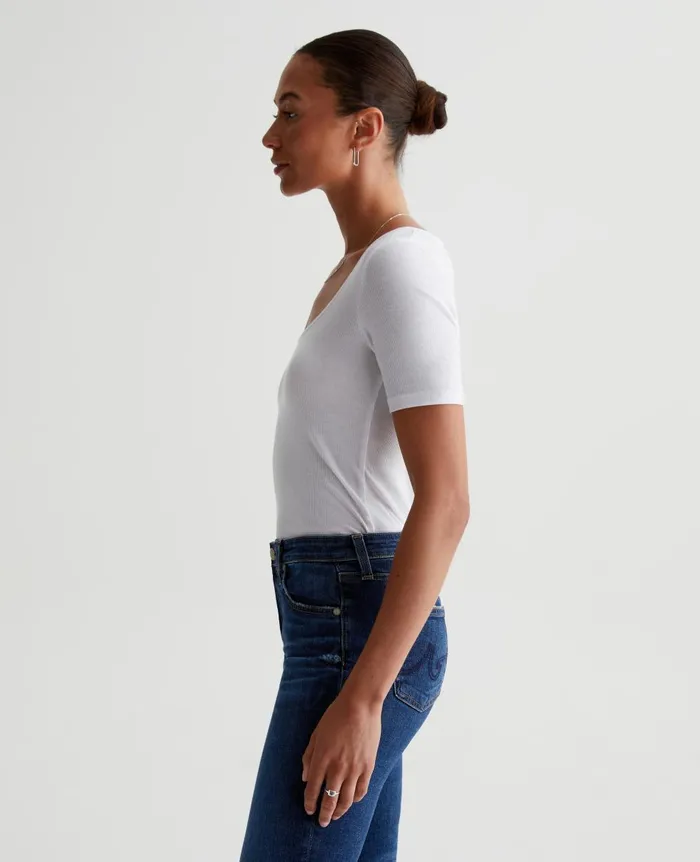 AG Jeans Jaxon Scoop True White Women Tops and Shirts