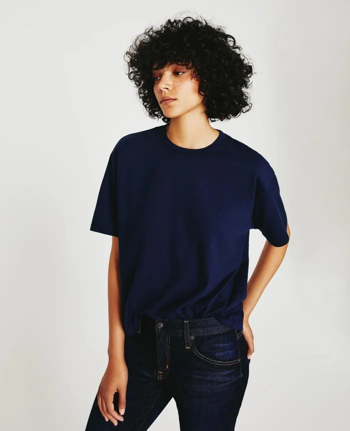 AG Jeans Karter ExBoyfriend Deep Navy Women Tees and Tanks