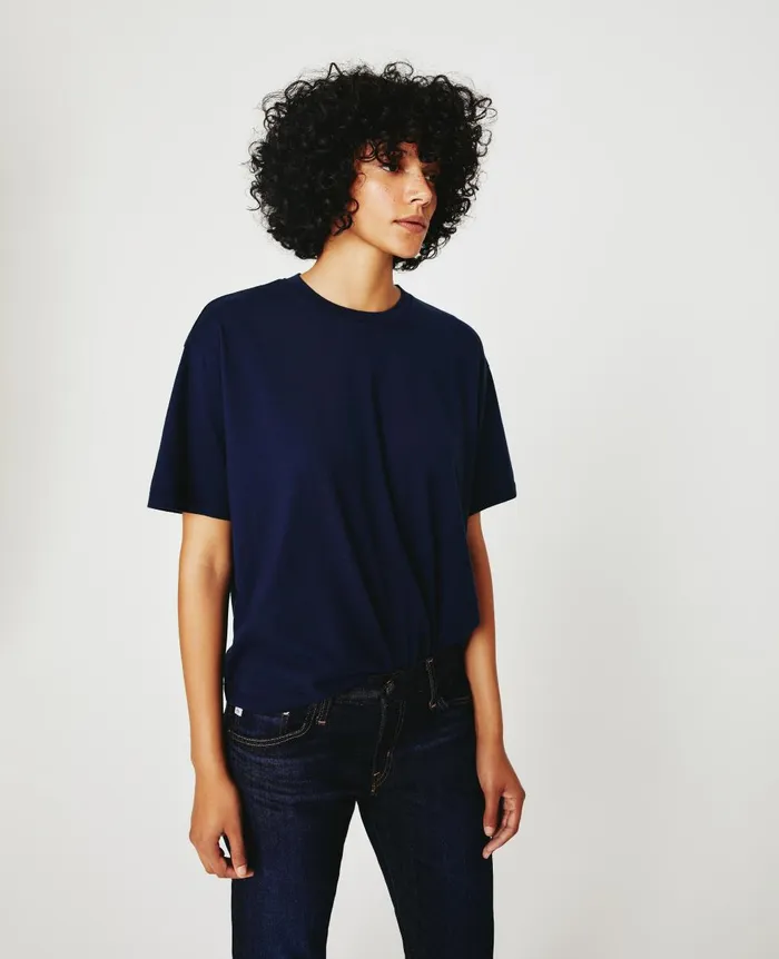 AG Jeans Karter ExBoyfriend Deep Navy Women Tees and Tanks