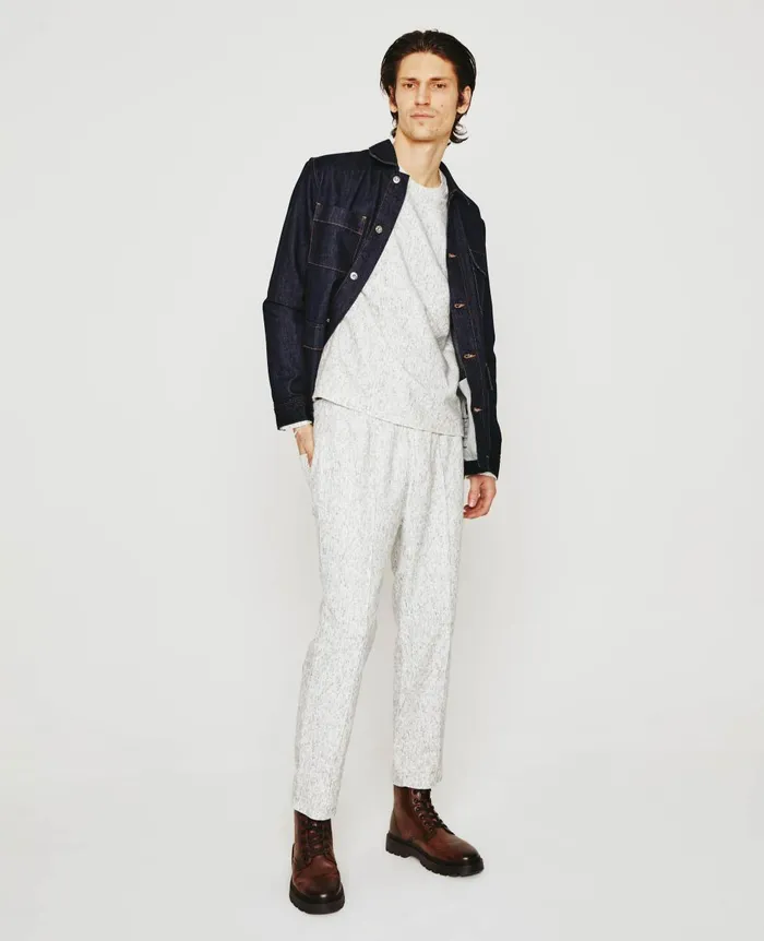 AG Jeans Liam Crew Ikat Wool Grey Multi Men Tees