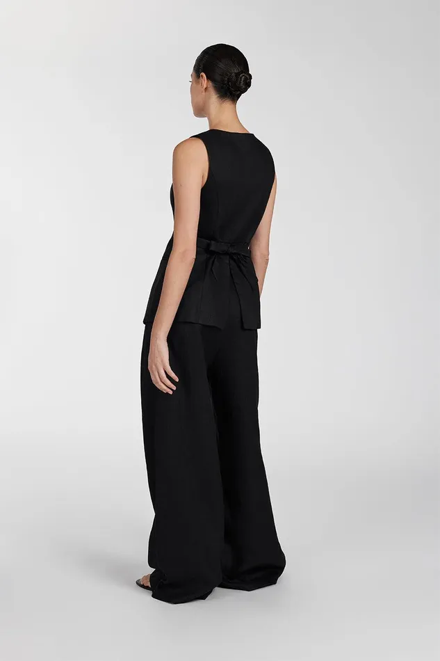 ALESSIA BLACK LINEN VEST Women DISSH Vests
