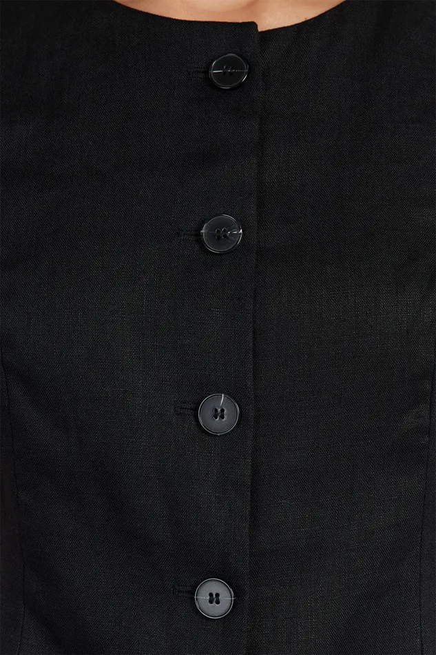 ALESSIA BLACK LINEN VEST Women DISSH Vests