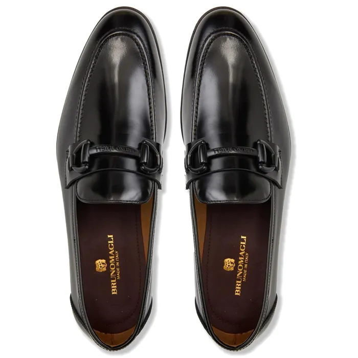 Alessio Slip On Black Bit Loafer Black Leather Men Bruno Magli Loafers and Slipons