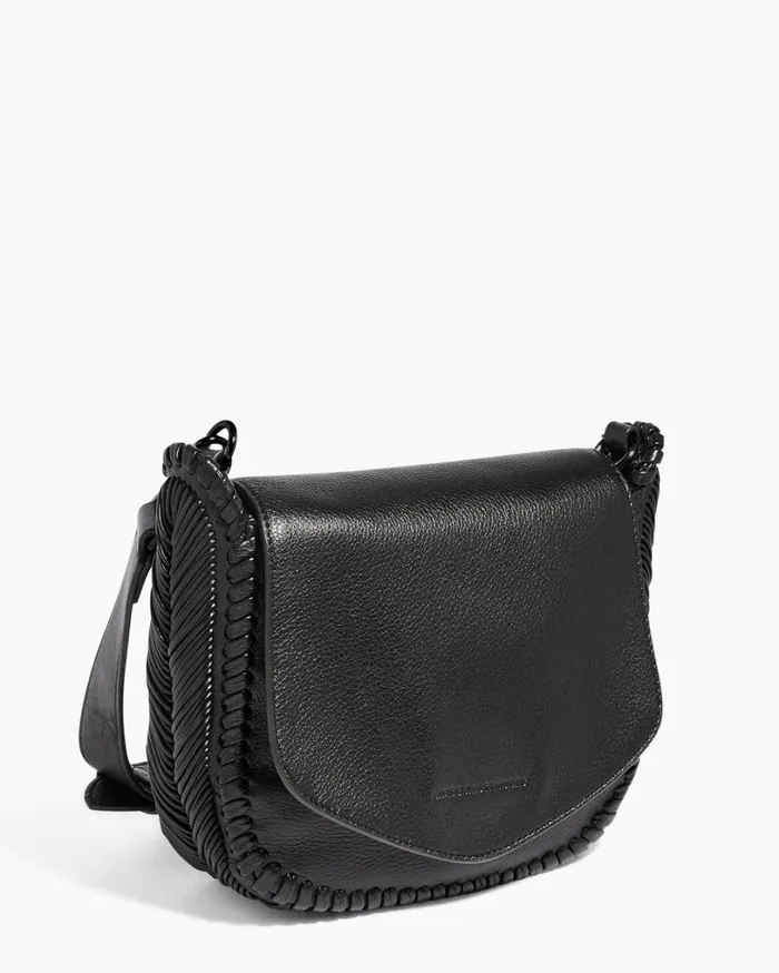 All For Love Saddle Crossbody Black With Shiny Black Women Aimee Kestenberg Crossbody Bags