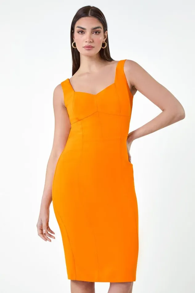 Amber Plain Corset Detail Stretch Bodycon Dress Women Roman Dresses