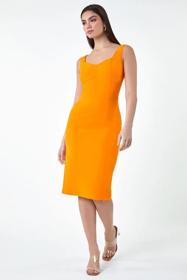 Amber Plain Corset Detail Stretch Bodycon Dress Women Roman Dresses