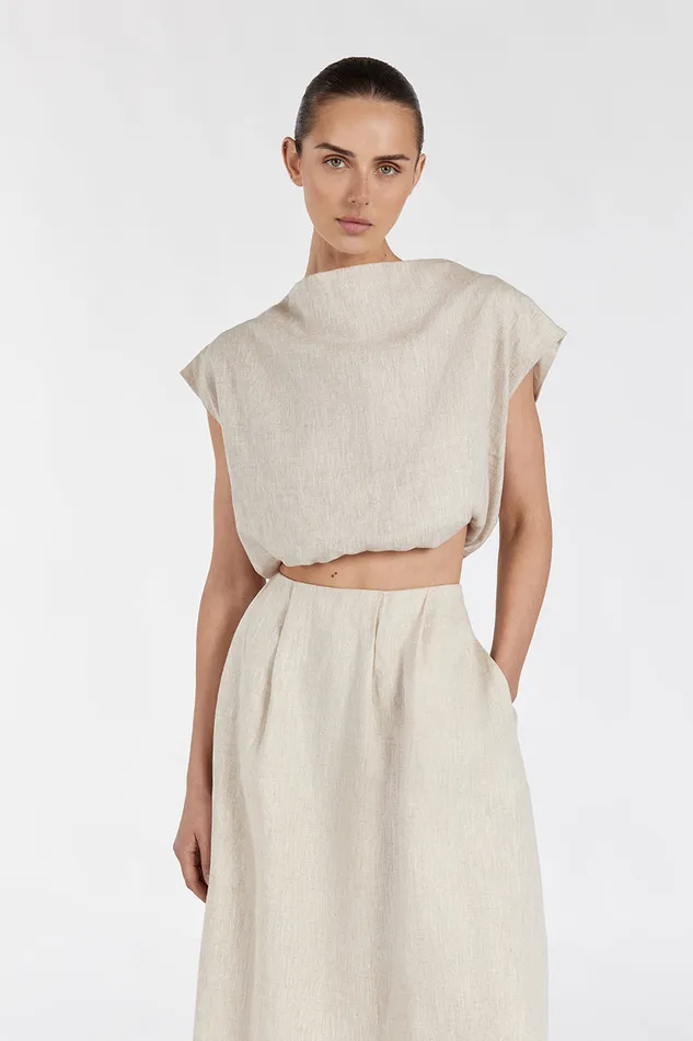 AMY NATURAL LINEN BUBBLE TOP Women DISSH Tops