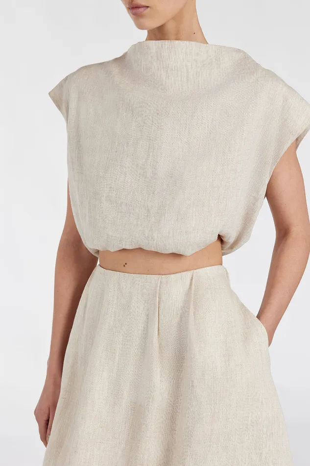 AMY NATURAL LINEN BUBBLE TOP Women DISSH Tops