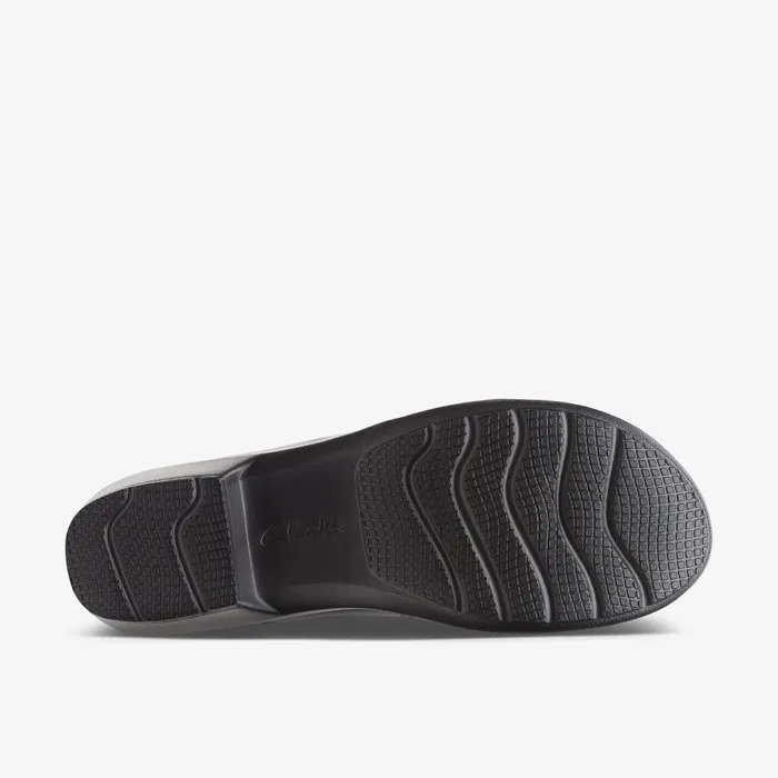 Angie Pearl Black Leather Women Clarks Clogs and Mules