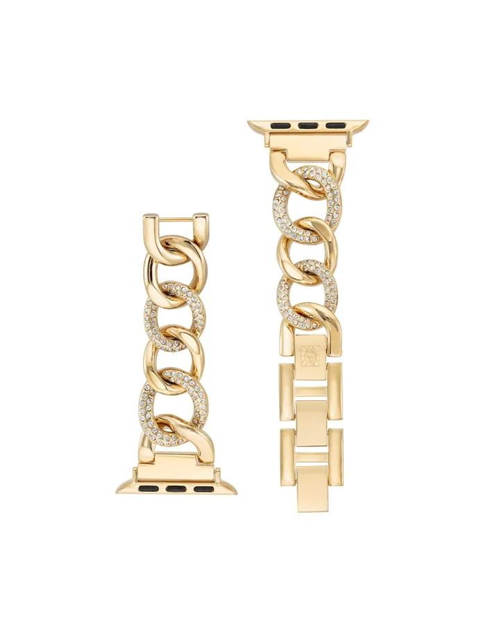 Anne Klein Chain Link Bracelet Band With Premium Crystals For Apple Watch Gold Women Accessories