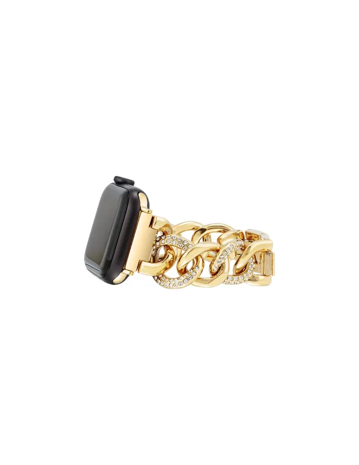 Anne Klein Chain Link Bracelet Band With Premium Crystals For Apple Watch Gold Women Accessories